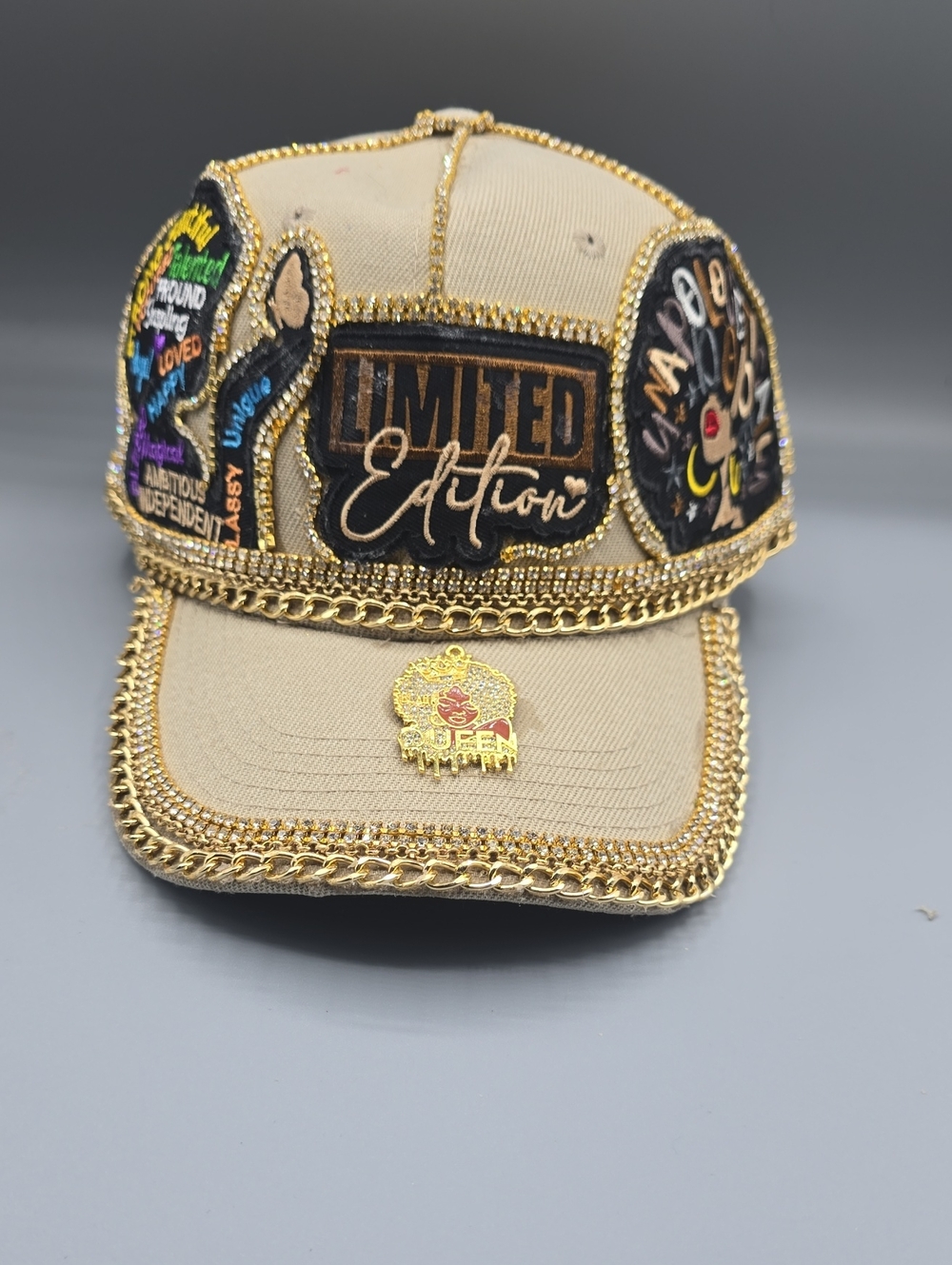 Beige Limited Edition Embellished Baseball Cap - Unbranded